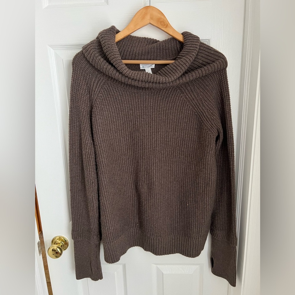 Market & Spruce grayish brown cowl neck knit sweater